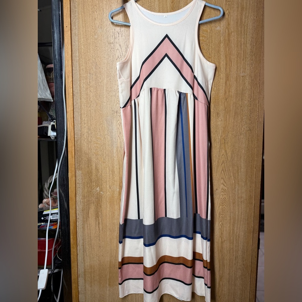Generation Love Cream and Pink Striped Midi Dress
